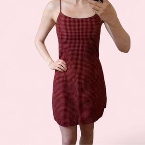 VTG red and black checkered mini dress with adjustable spaghetti straps